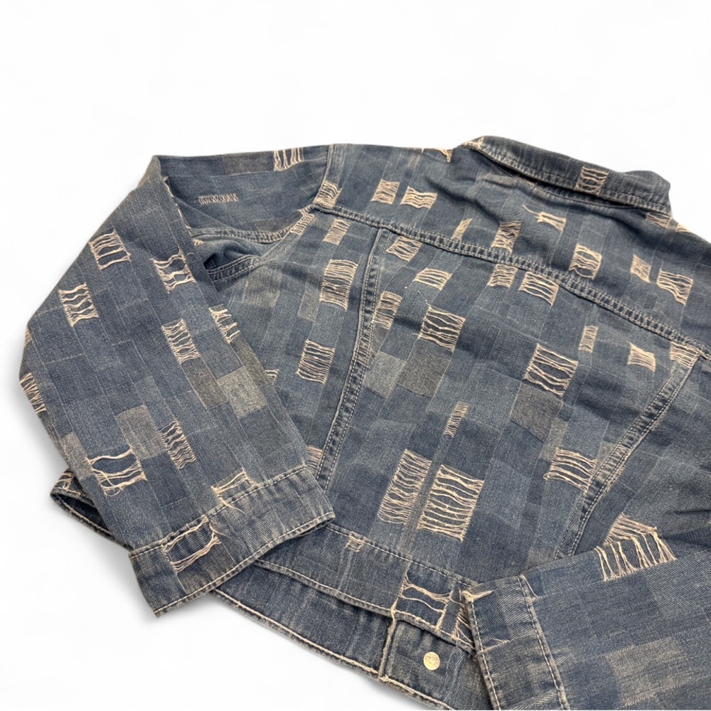 L’AGENCE Koda Cropped Denim Jacket Tuscon Patchwork S NWT - Picture 6 of 11